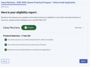 Report outlining eligibility for DPP tuition support