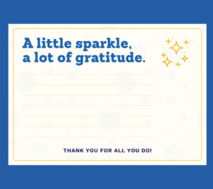 一张需要填写的感谢卡