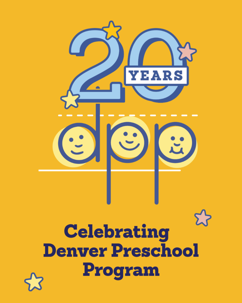 DPP 20th Anniversary Logo with "celebrating Denver Preschool Program" in text below