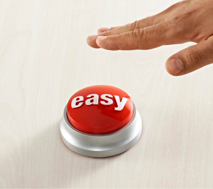 Read button with "easy" in white letters and a person's hand hovering over the button